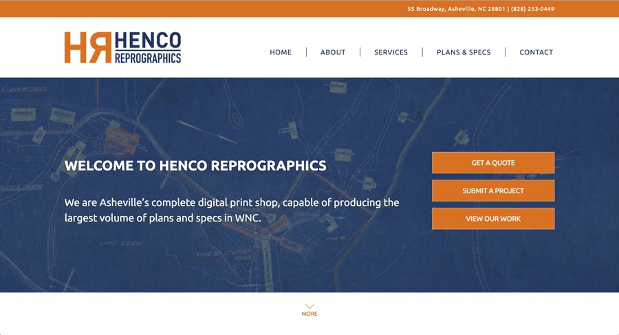 Screenshot of Henco Reprographics project
